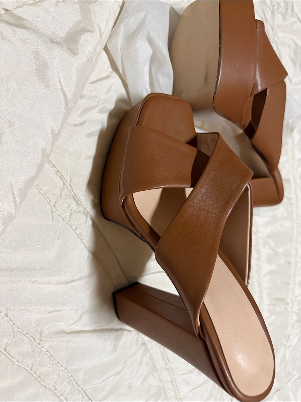 Women’s Brown Platform Crisscross Slide Heels